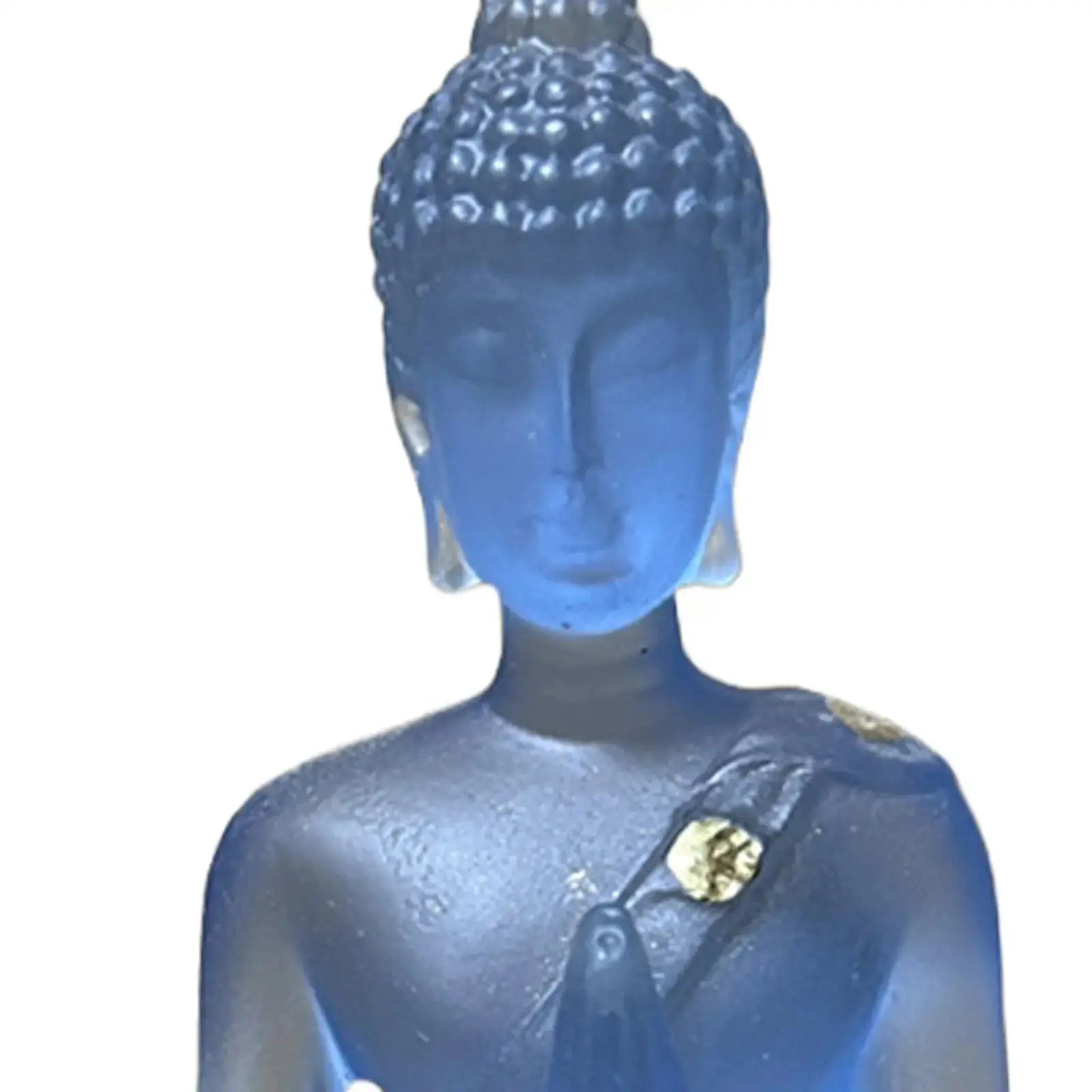 Statue de Bouddha Méditant en Verre Bleu et Or Hydravive