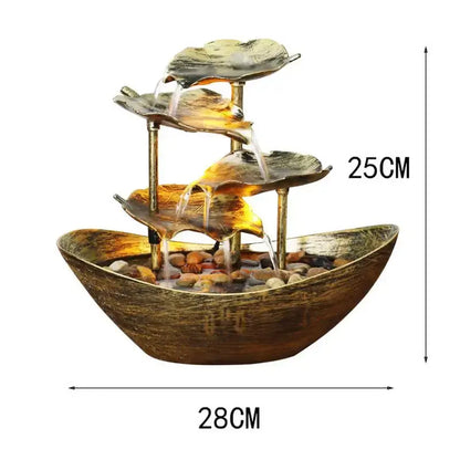 Fontaine de Bureau en Feuilles Dorées : Un Élément de Sérénité et d'Élégance Hydravive